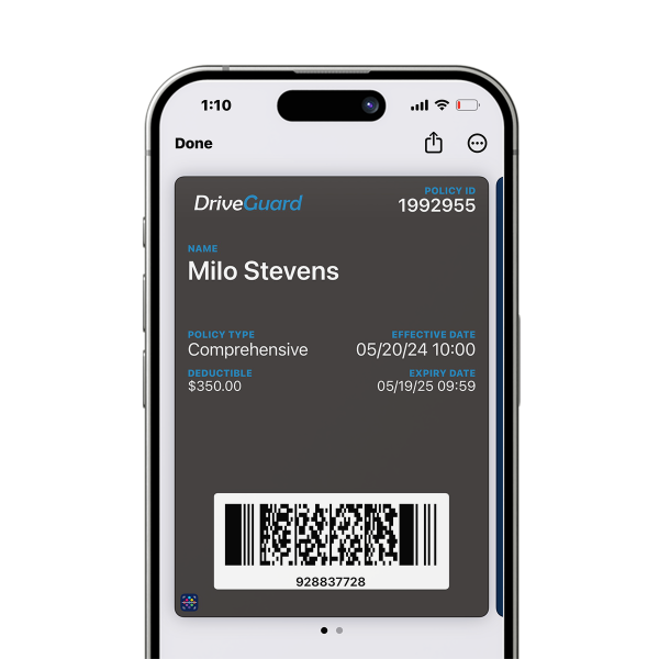 Digital Auto Insurance Card Example