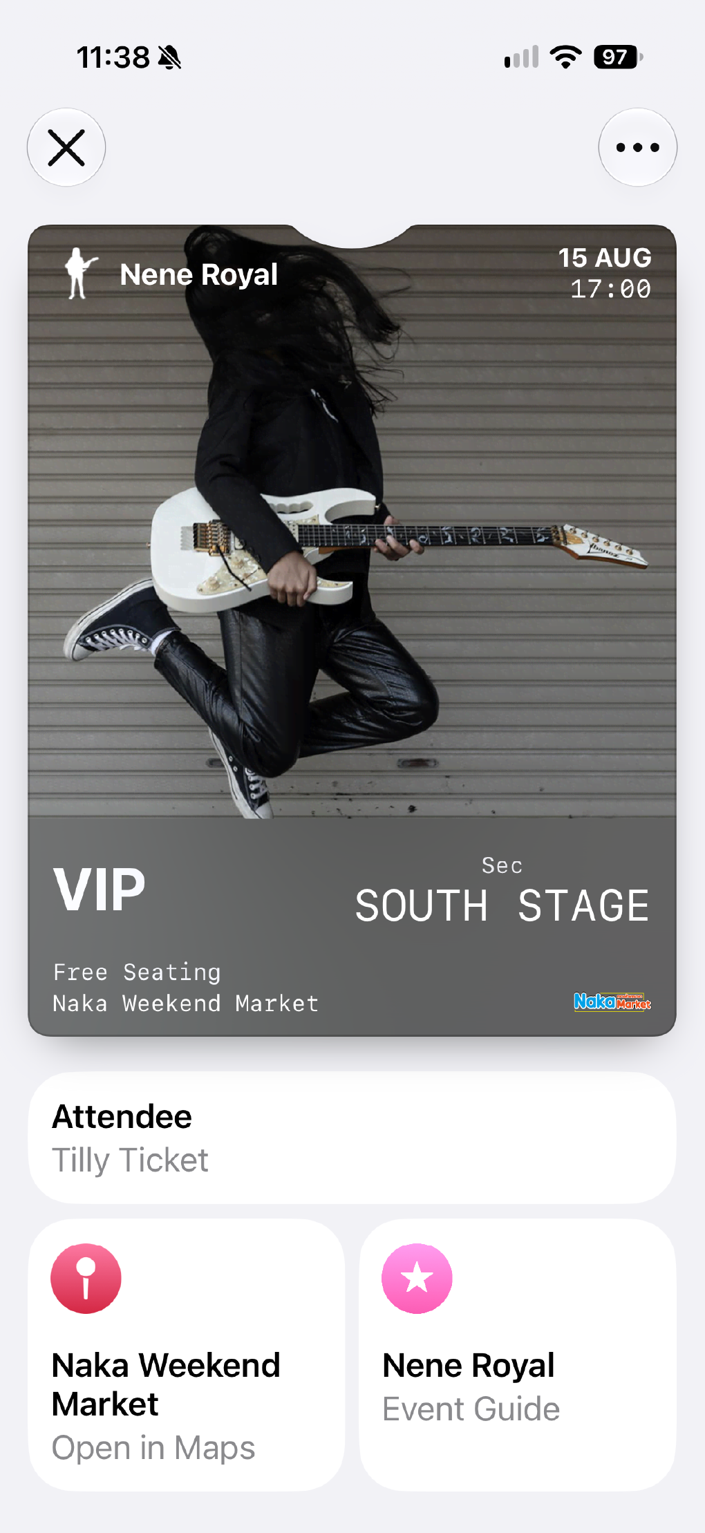 Event ticket pass in Apple Wallet