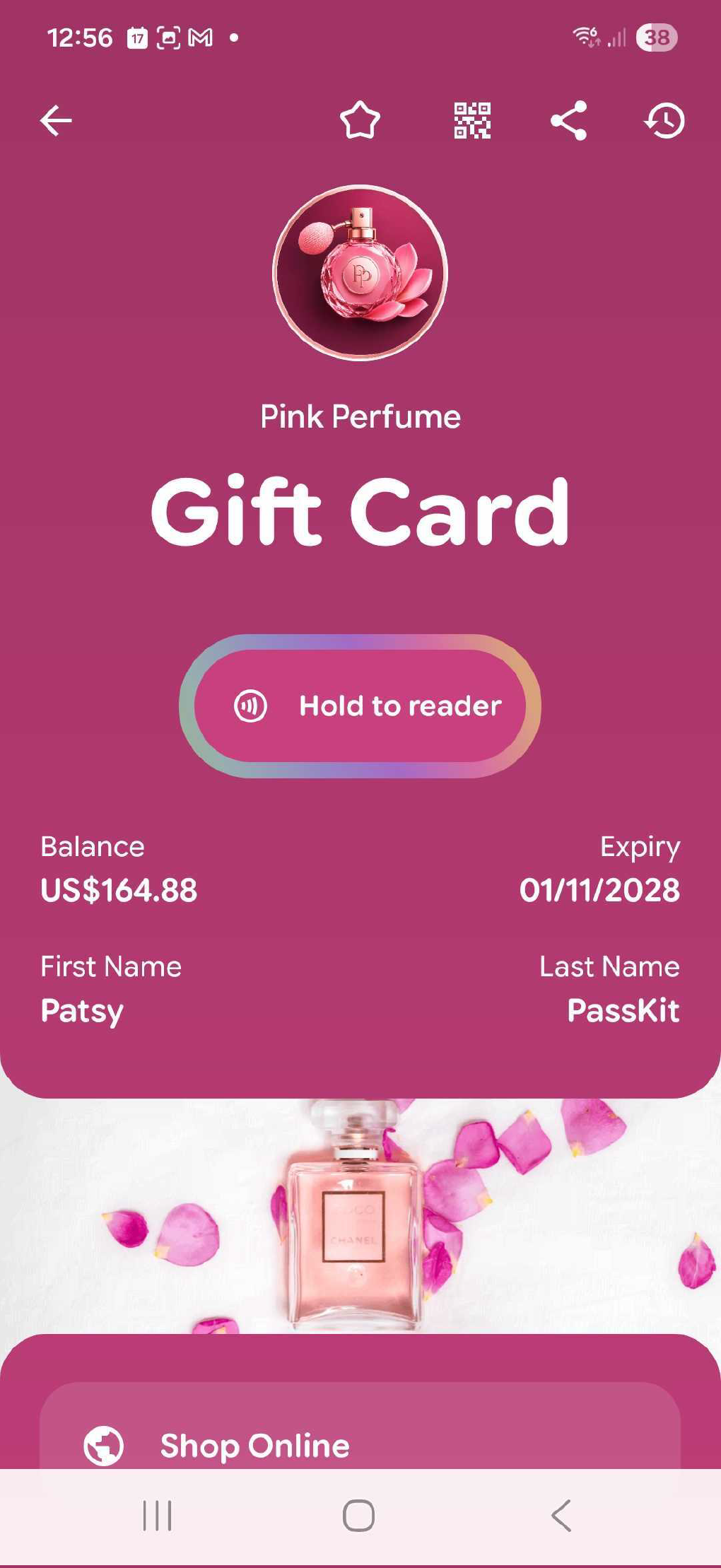 Gift card in Apple Wallet