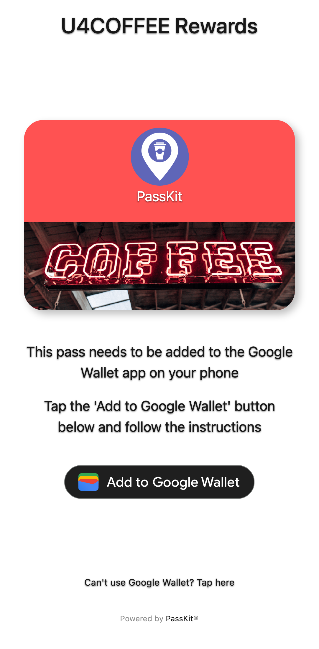 An Android phone showing a Pass URL with the Add to Google Wallet button.