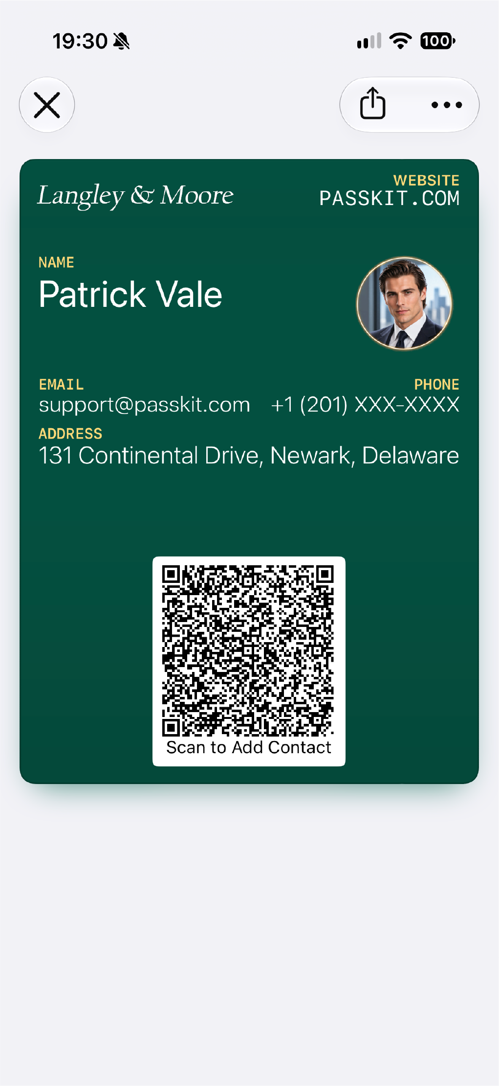A digital identity card stored in a mobile wallet.