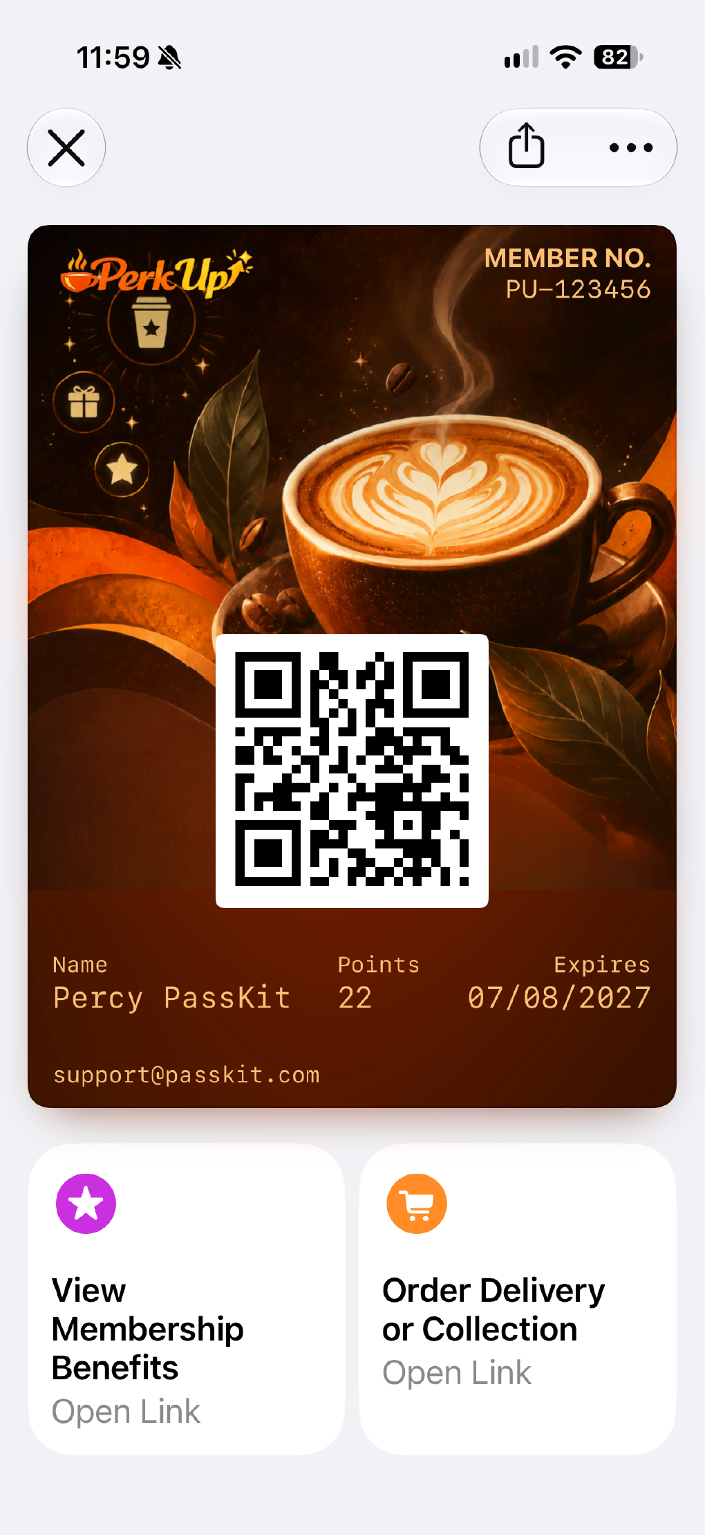 An example showing a richer mobile wallet experience on a phone.